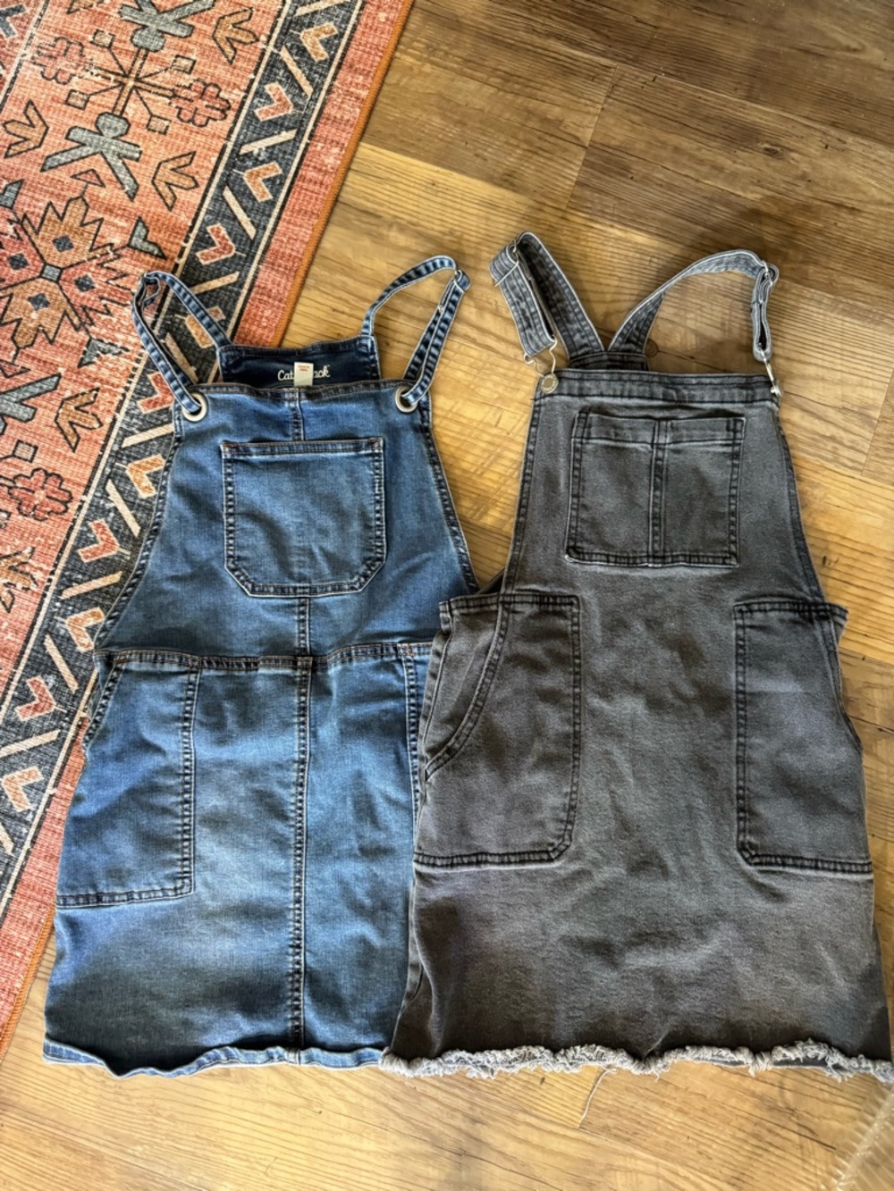 Target Girls Denim and Washed Black Overall Dresses - Blue, Black